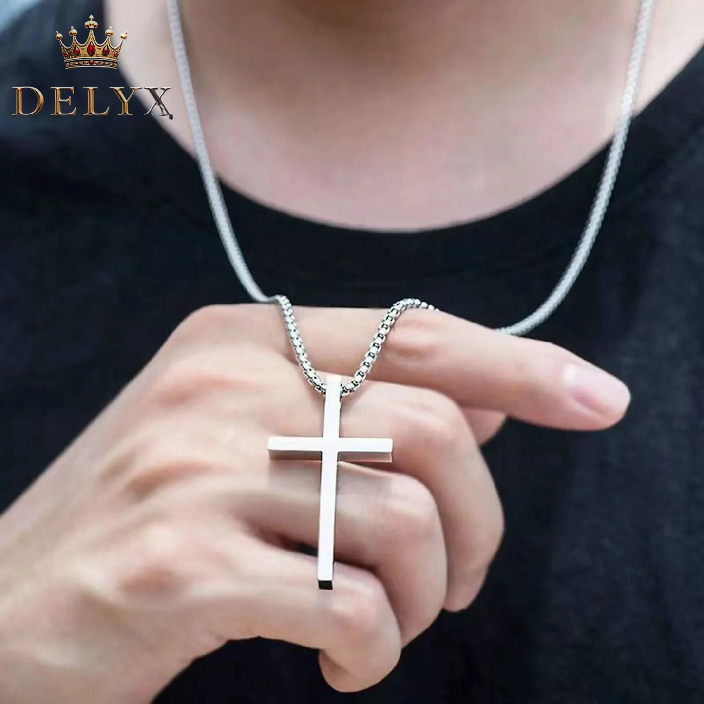 🎁 Collar Vnox con Cruz de Acero – Regalo Significativo para Quien Amas