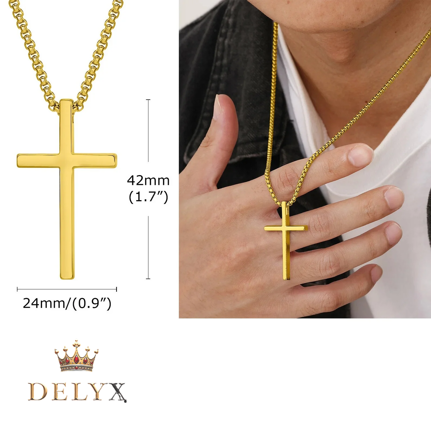 🎁 Collar Vnox con Cruz de Acero – Regalo Significativo para Quien Amas