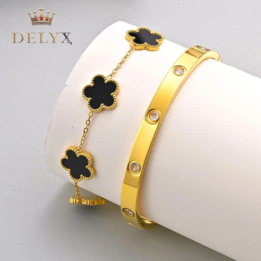 💖 Set de Pulseras Vnox Trébol 13mm – El Regalo Perfecto para Ella